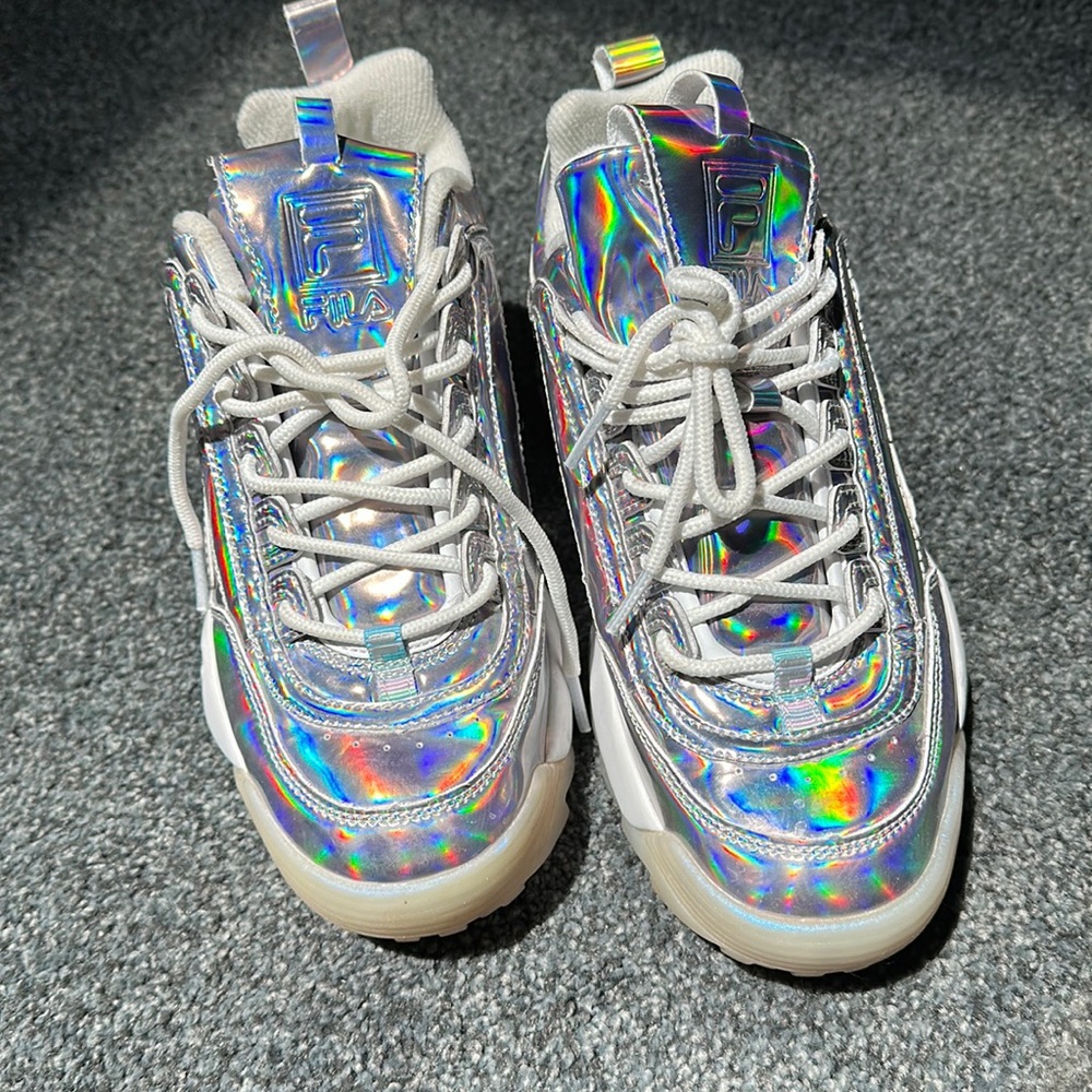 HOLOGRAPHIC FILA WOMENS DISRUPTOR II  IRIDESCENT CHUNKY SNEAKER BRAND NEW SZ 9